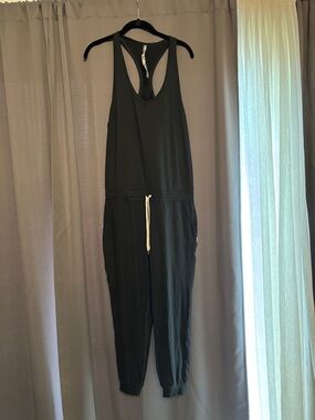 Vuori charcoal gray Racerback Jumpsuit with Drawstring